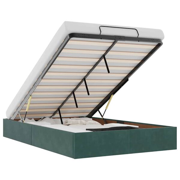 vidaXL Rama łóżka otomana bez materaca, zielona, 120x200 cm, aksamit