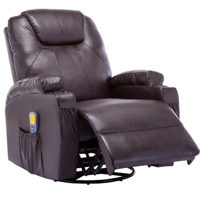 vidaXL Bujany fotel do masażu, brązowy, sztuczna skóra