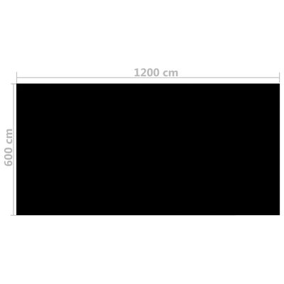 vidaXL Prostokątna pokrywa na basen, 1200 x 600 cm, PE, czarna