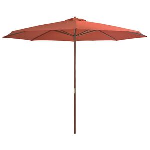 vidaXL Parasol ogrodowy na drewnianym słupku, 350 cm, terakota