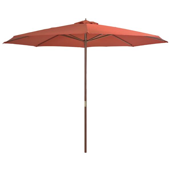 vidaXL Parasol ogrodowy na drewnianym słupku, 350 cm, terakota