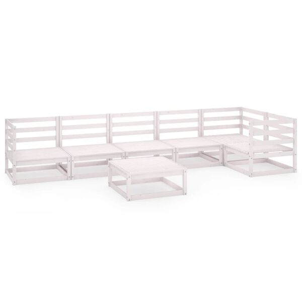 vidaXL 7-cz. zestaw mebli wypoczynkowych do ogrodu, biały, sosnowy