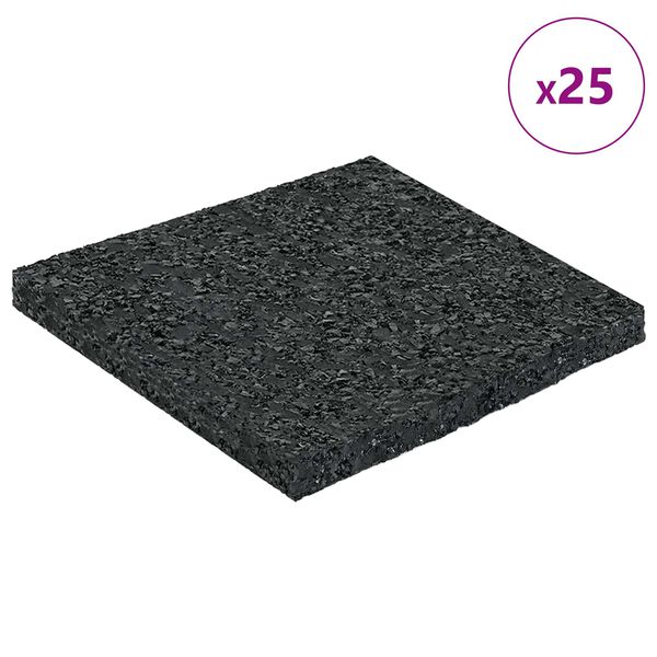 vidaXL Pad Patio z Granulatem Gumowym Czarny 9 x 9 x 0,6 cm Guma