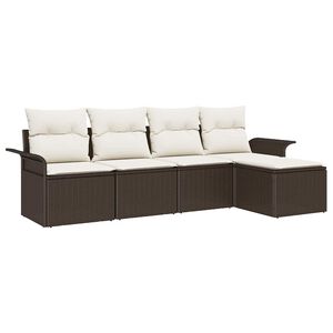vidaXL Sofa na zewnątrz z poduszką 5 pcs Brązowy polirattan
