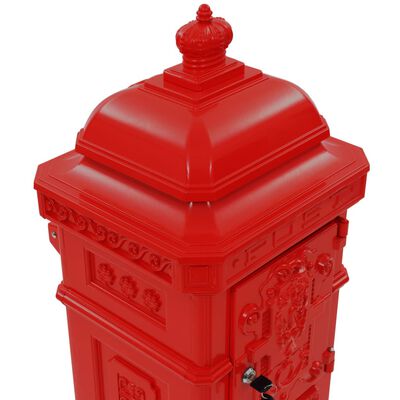 vidaXL Stojąca skrzynka na listy w stylu vintage, czerwona, nierdzewna