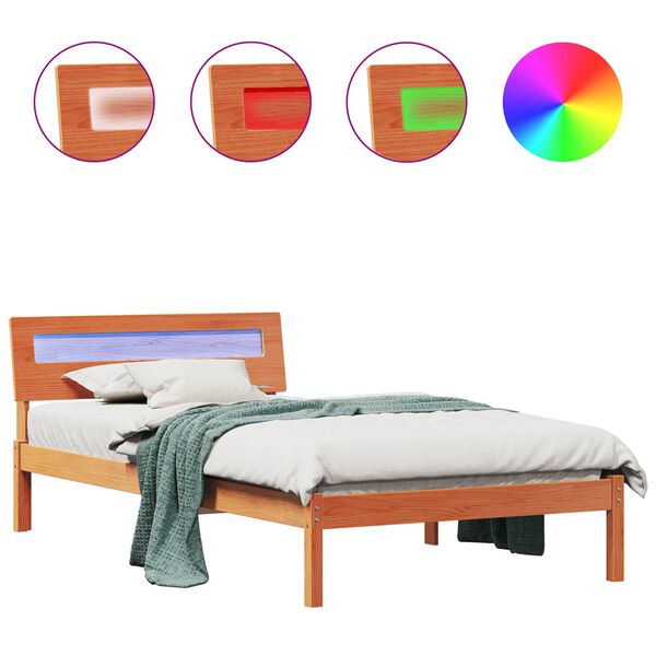 vidaXL Ramka ł&oacute;żka Woskowy Brąz 80 x 200 cm Lite drewno sosnowe