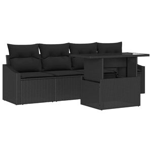 vidaXL Zestaw Sof na Ogr&oacute;d z przechowywaniem 5 pcs Czarny Polirattan