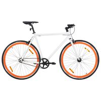 vidaXL Rower single speed, biało-pomarańczowy, 700c, 51 cm