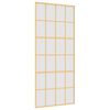 vidaXL Drzwi przesuwne, złote, 90x205 cm, mrożone szkło ESG, aluminium
