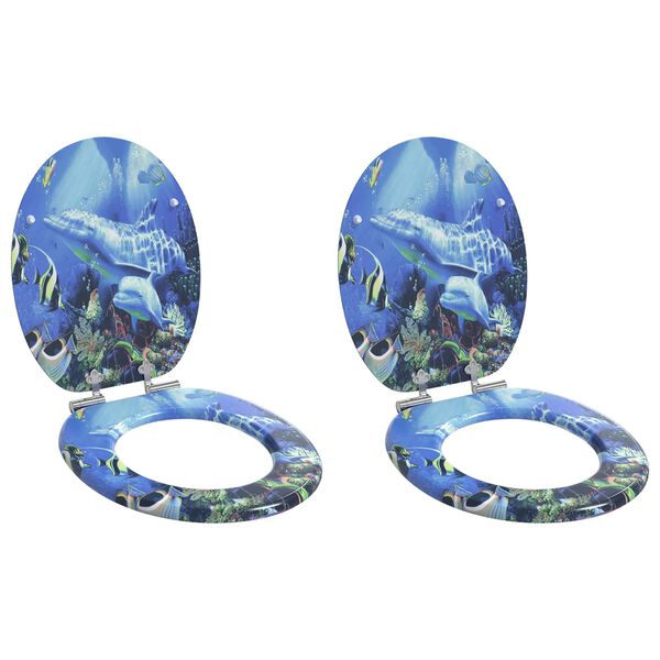 vidaXL Deska toaletowa 2 pcs Niebieski 44 x 38 cm Płyta MDF