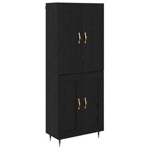 vidaXL Highboard Czarny Dąb 69,5 x 34 x 180 cm Materiał drewnopochodny