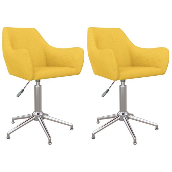 vidaXL Obrotowe krzesła stołowe, 2 szt., ż&oacute;łte, obite tkaniną