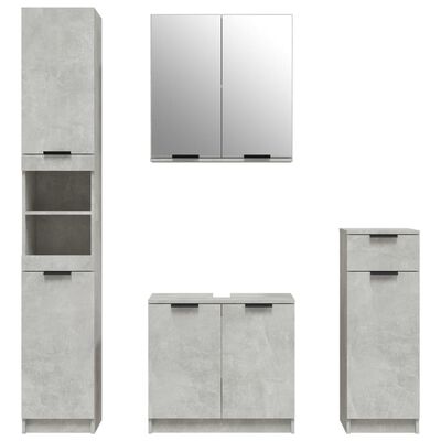vidaXL 4-cz. zestaw szafek do łazienki, szarość betonu
