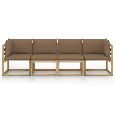 vidaXL Ogrodowa sofa 4-os. z poduszkami w kolorze taupe