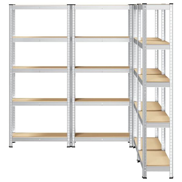 vidaXL Regały z 5 p&oacute;łkami, 4 szt., srebrna