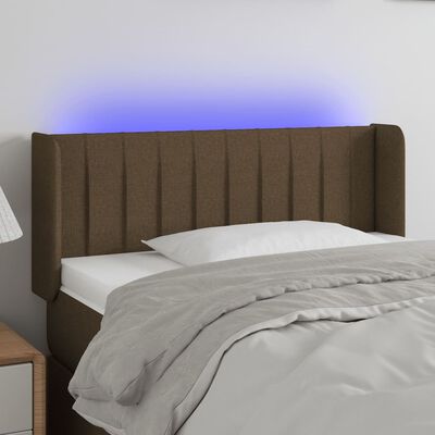 vidaXL Zagłówek do łóżka z LED, ciemnobrązowy, 83x16x78/88 cm, tkanina