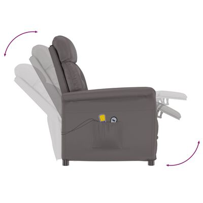 vidaXL Elektryczny fotel masujący, szary, sztuczna skóra