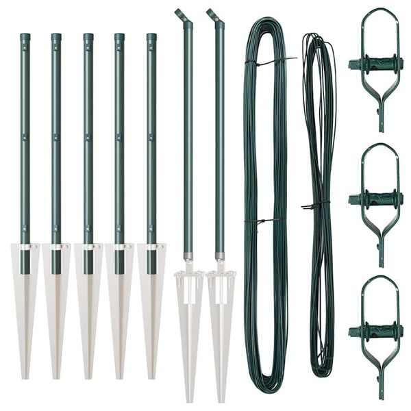 vidaXL Słupek ogrodzeniowy. 7 pcs Zielony Stal