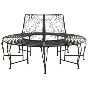 vidaXL Ławka Drzewna 8-Liczba miejsc &Oslash; 160 x 89 cm Stal Czarny Okrągły