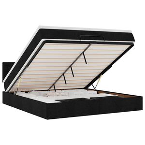 vidaXL Rama ł&oacute;żka otomana z materacem, czarna, 180x200 cm, tkanina