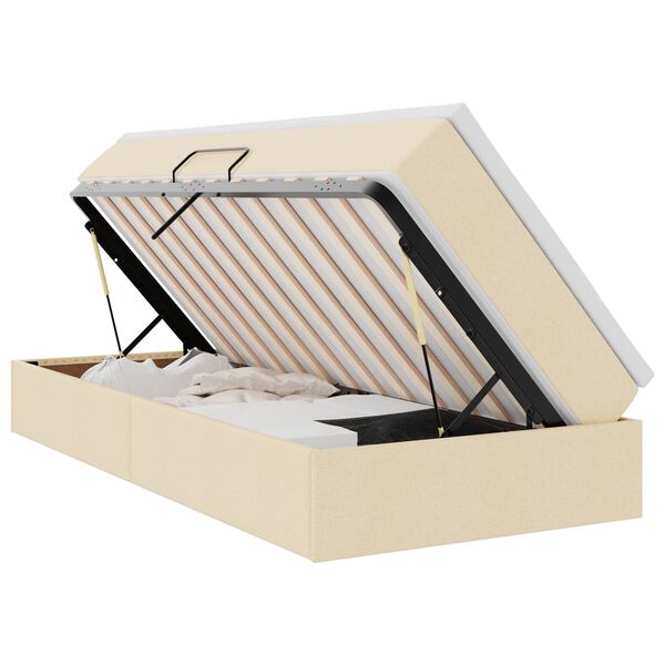 vidaXL Ł&oacute;żko z miejscem na przechowywanie i materacem Kremowy