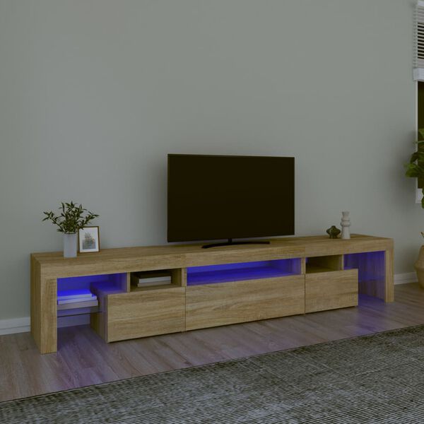 vidaXL Szafka pod TV z oświetleniem LED, dąb sonoma 215x36,5x40 cm