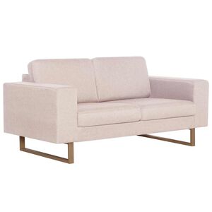 vidaXL Sofa 2-osobowa tapicerowana tkaniną, kremowa