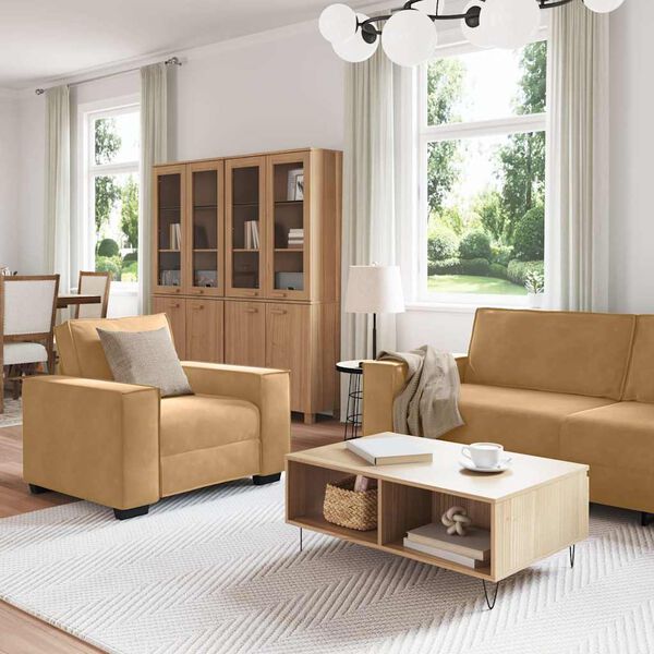 vidaXL 3-częściowy komplet wypoczynkowy, obity aksamitem, brązowy