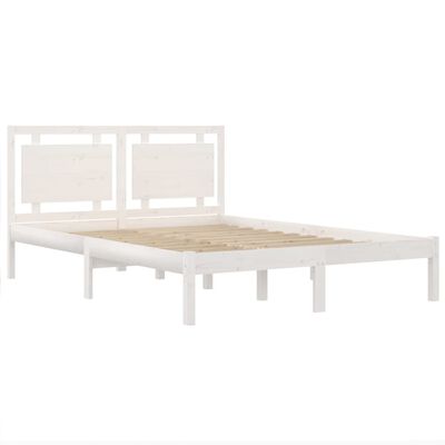 vidaXL Rama łóżka, biała, lite drewno, 120x200 cm