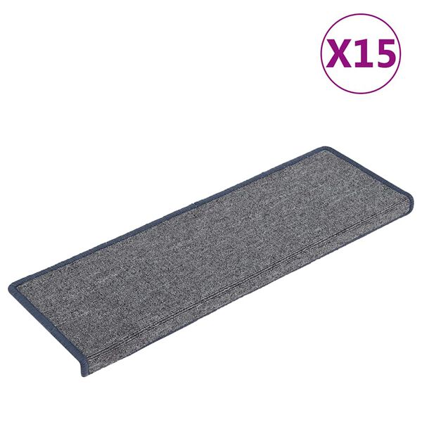 vidaXL Maty na schody 15 szt. 65x21x4 cm, jasnoszare i niebieskie, prostokątne krawędzie