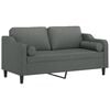 vidaXL 2-osobowa sofa z poduszkami, ciemnoszara, 140 cm, tkanina