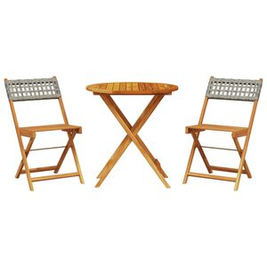 vidaXL 3-cz. zestaw mebli bistro, szary rattan PE i drewno