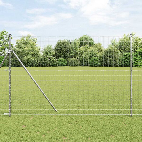 vidaXL Ogrodzenie z słupkiem Srebrny 1,6 x 10 m Stal i PVC