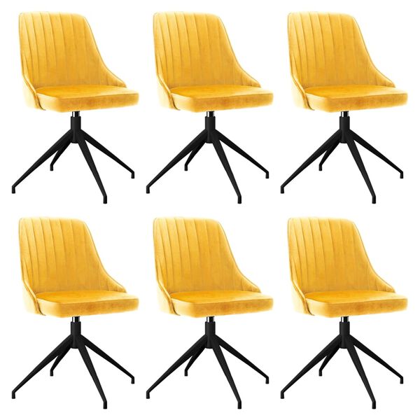 vidaXL Krzesła stołowe, 6 szt., ż&oacute;łte, obite aksamitem