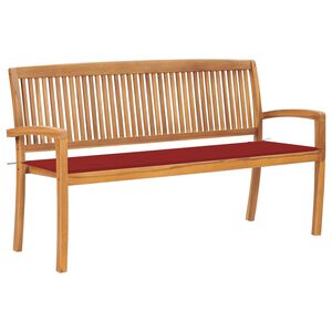 vidaXL Sztaplowana ławka ogrodowa z poduszką, 159 cm, drewno tekowe