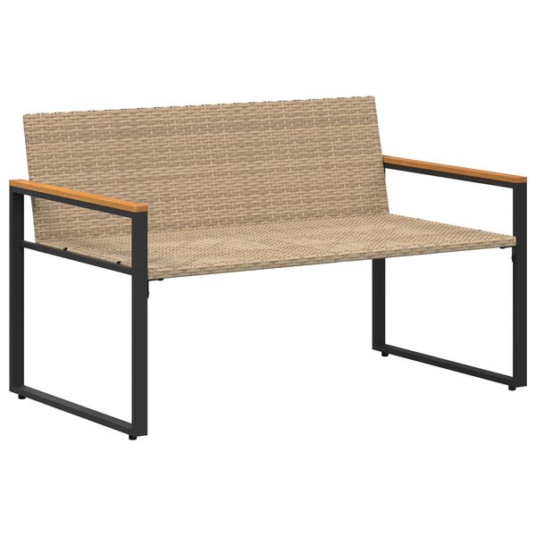 vidaXL ławka z poduszką Beżowy i kremowy 115 x 65 x 72 cm rattan