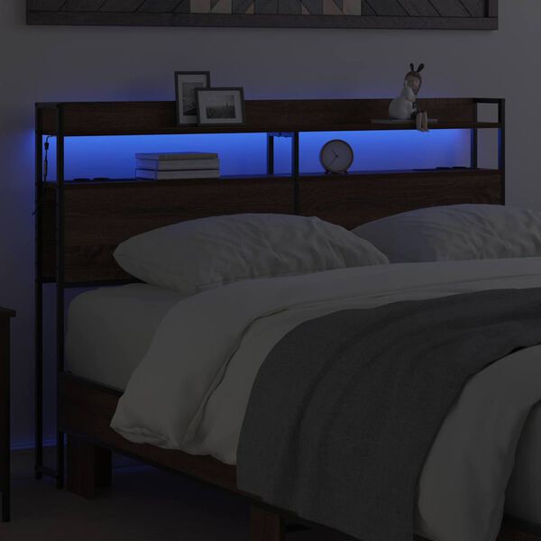 vidaXL Zagł&oacute;wek do przechowywania Brązowy dąb 140,5 x 15 x 98 cm