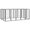 vidaXL Kojec dla psa, 16 paneli, czarny, 50x100 cm, stal