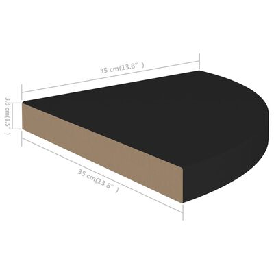 vidaXL Narożne półki ścienne, 2 szt., czarne, 35x35x3,8 cm, MDF