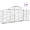 vidaXL Kosze gabionowe, 40 szt, 200x30x80/100 cm, galwanizowane żelazo