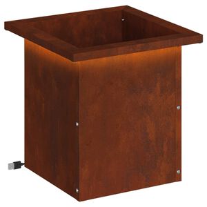 vidaXL Donica ogrodowa z oświetleniem LED Rdzawy 30 x 30 x 30 cm