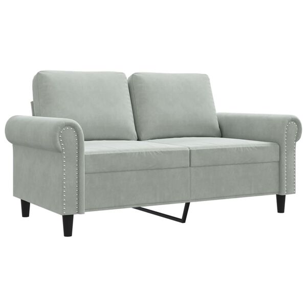 vidaXL Sofa 2-osobowa, jasnoszara, 120 cm, tapicerowana aksamitem