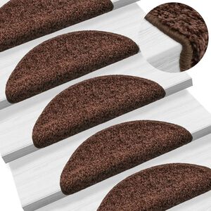 vidaXL Maty na schody 15 szt. 56x17x3 cm Brązowe p&oacute;łokrągłe