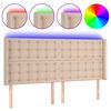 vidaXL Zagł&oacute;wek do ł&oacute;żka z LED, cappuccino, 203x16x118/128cm, ekosk&oacute;ra