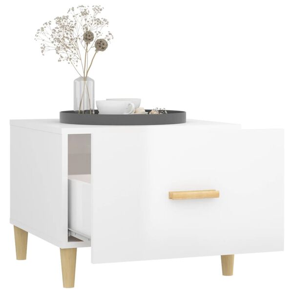 vidaXL Stolik kawowy, biały o wysokim połysku, 50x50x40 cm