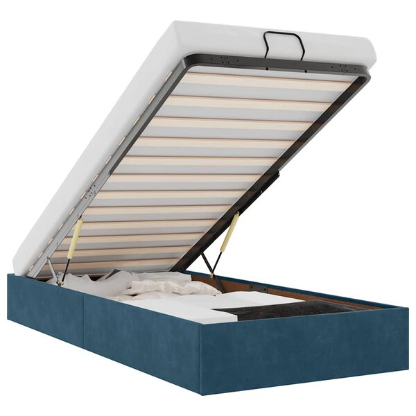 vidaXL Rama ł&oacute;żka otomana bez materaca, niebieska, 90x200 cm, aksamit