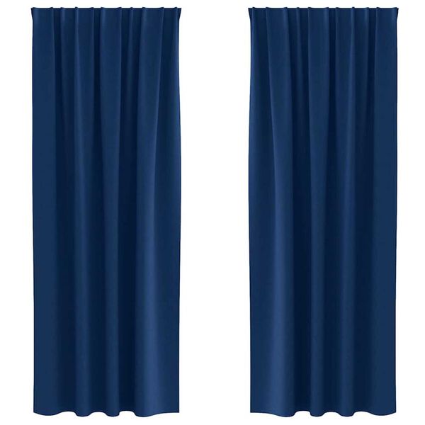 vidaXL Firany blackout z k&oacute;łkami 2 pcs Ciemnoniebieski 225 x 140 cm