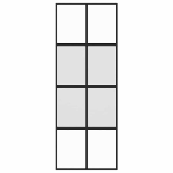 vidaXL Drzwi przesuwne, czarne, 76x205 cm, szkło hartowane, aluminium