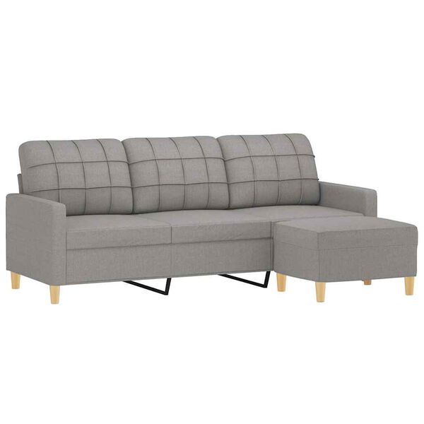 vidaXL 3-osobowa sofa z podn&oacute;żkiem, jasnoszara, 180 cm, tkaniną