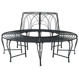 vidaXL Ławka Drzewna 8-Liczba miejsc &Oslash; 160 x 89 cm Stal Czarny Okrągły